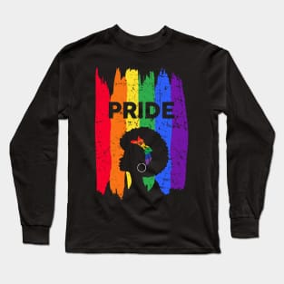 Pride LGBT Black Woman Pride Rainbow Vintage Gift Ideas Long Sleeve T-Shirt